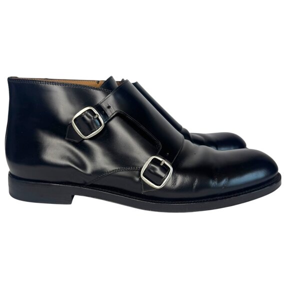 JIMMY CHOO Men Black Double Monk Strap Shiny Leather Chukka Boots Size US 12 main image 6